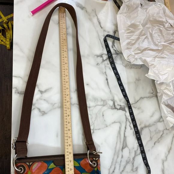 Fossil Key-Per Sling Crossbody Bag Women Size OS Green Brown Floral Canvas Purse - Picture 12 of 15